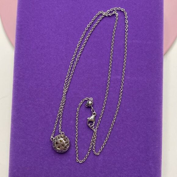 💛 925 Yellow & White CZ Halo Necklace - Picture 3 of 7